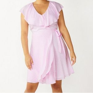 NWT Draper James RSVP Pink Ruffle Wrap Dress Tie Waist XL